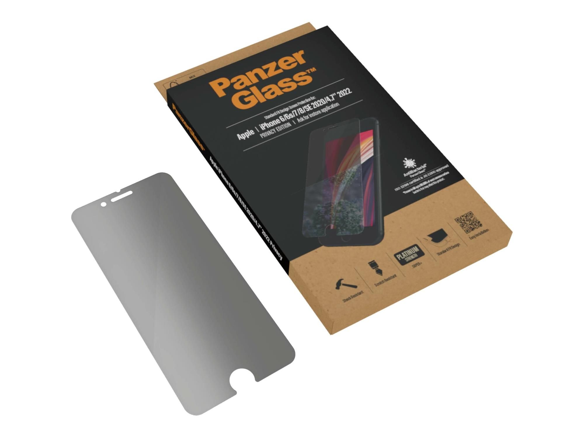 PanzerGlass Privacy - Bildschirmschutz für Handy - Glas - mit Sichtschutzfilter - kristallklar - für Apple iPhone 6, 6s, 7, 8, SE (2. Generation)