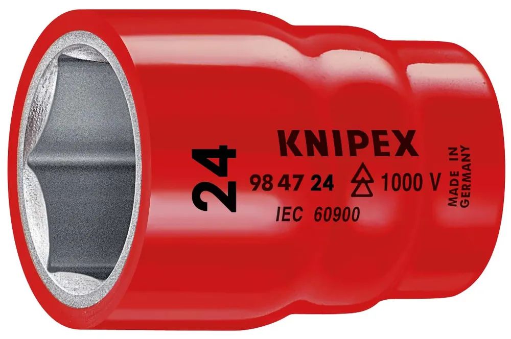 KNIPEX Steckschlüsseleinsatz für Sechskantschrauben mit Innenvierkant 1/2" 61 mm