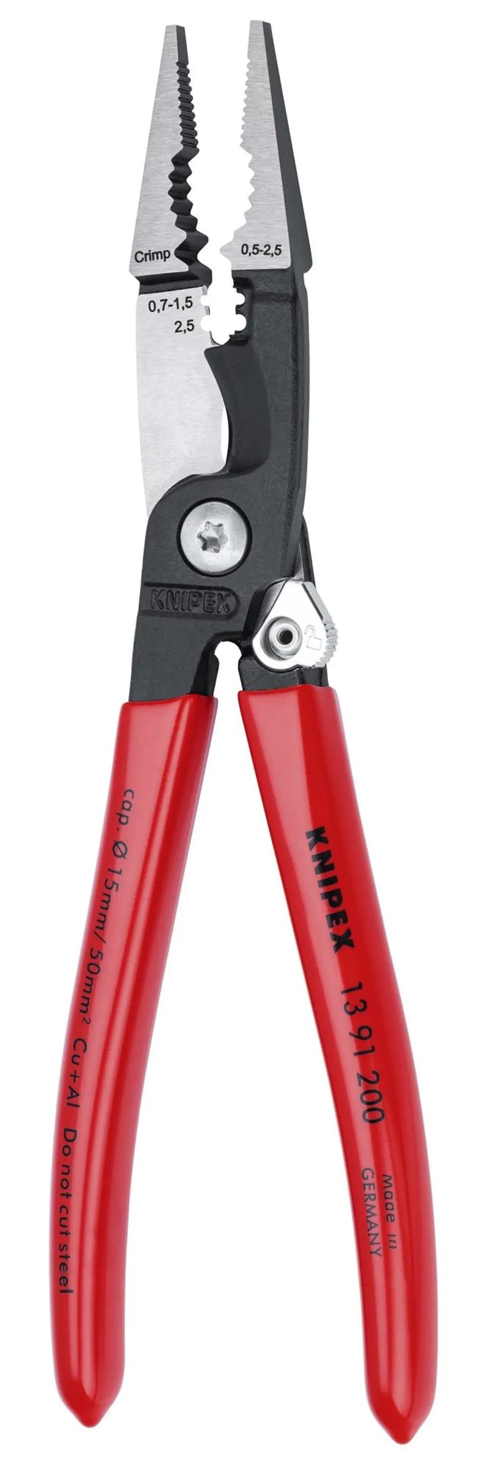 KNIPEX Elektro-Installationszange mit Kunststoff überzogen schwarz atramentiert 200 mm