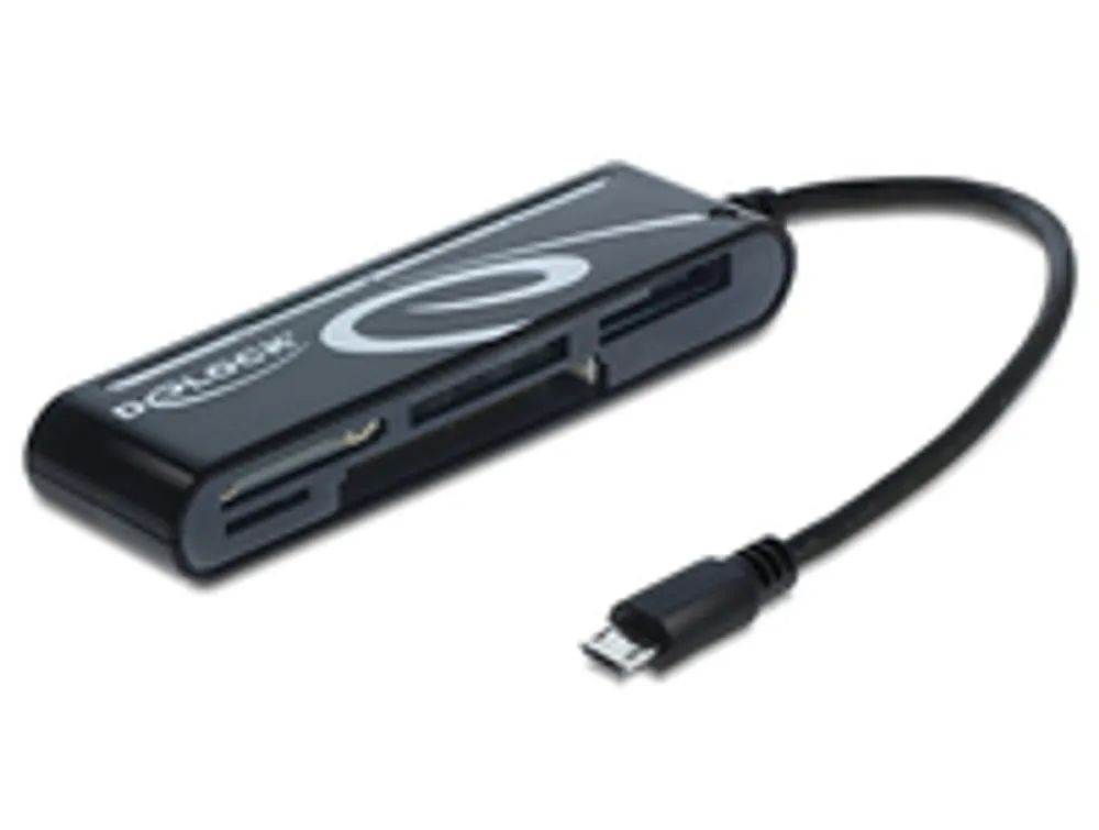 Delock Micro USB OTG Card Reader 5 Slot - Kartenleser (CF I, CF II, MS, MMC, SD, xD, MS PRO Duo, microSD, SDHC, microSDHC, SDXC, microSDXC, CF III)