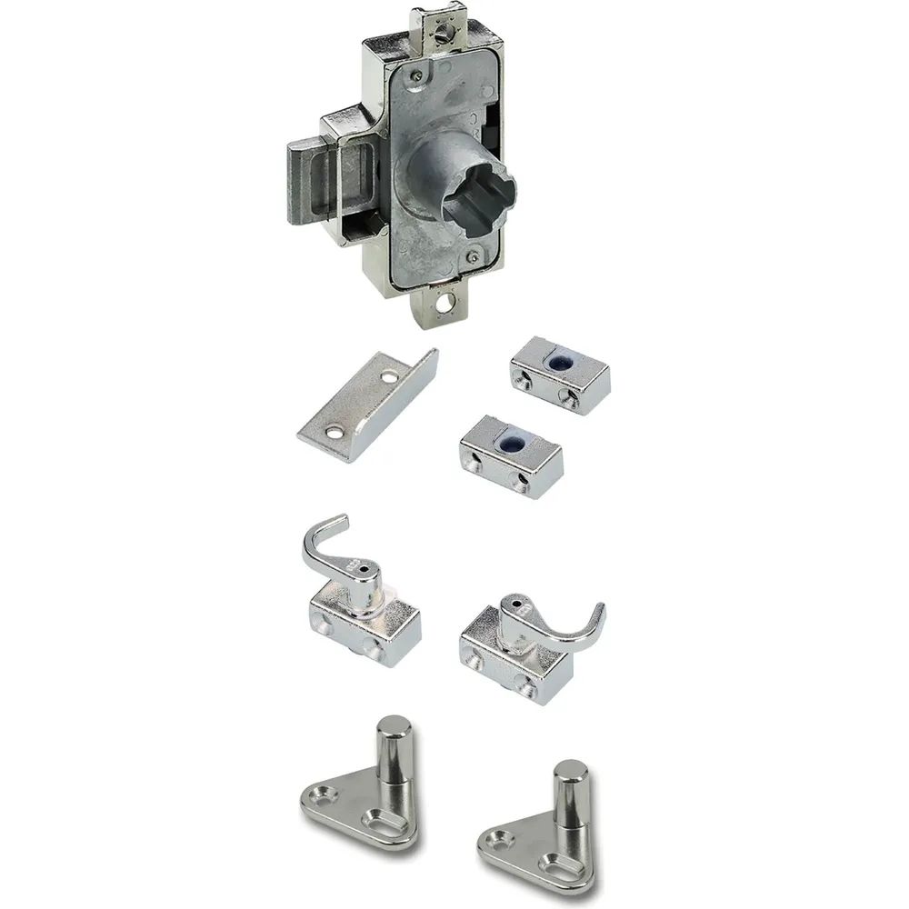 HETTICH Drehstangenschloss Set mit Innenvierkant, Dornmaß 25 mm, L16, vernickelt