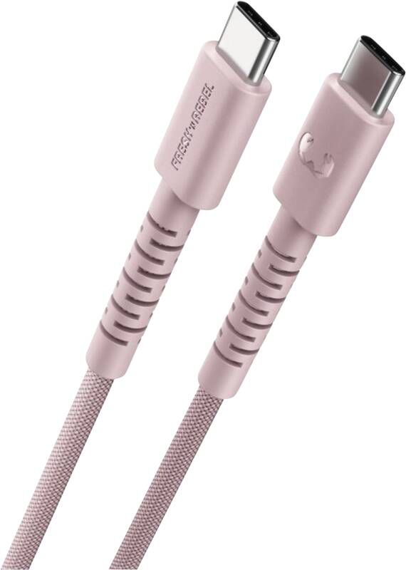 Fresh 'n Rebel USB-C zu USB-C silikon geflochtenes Kabel "FlexWave" 2m, 100W Pastel Pink