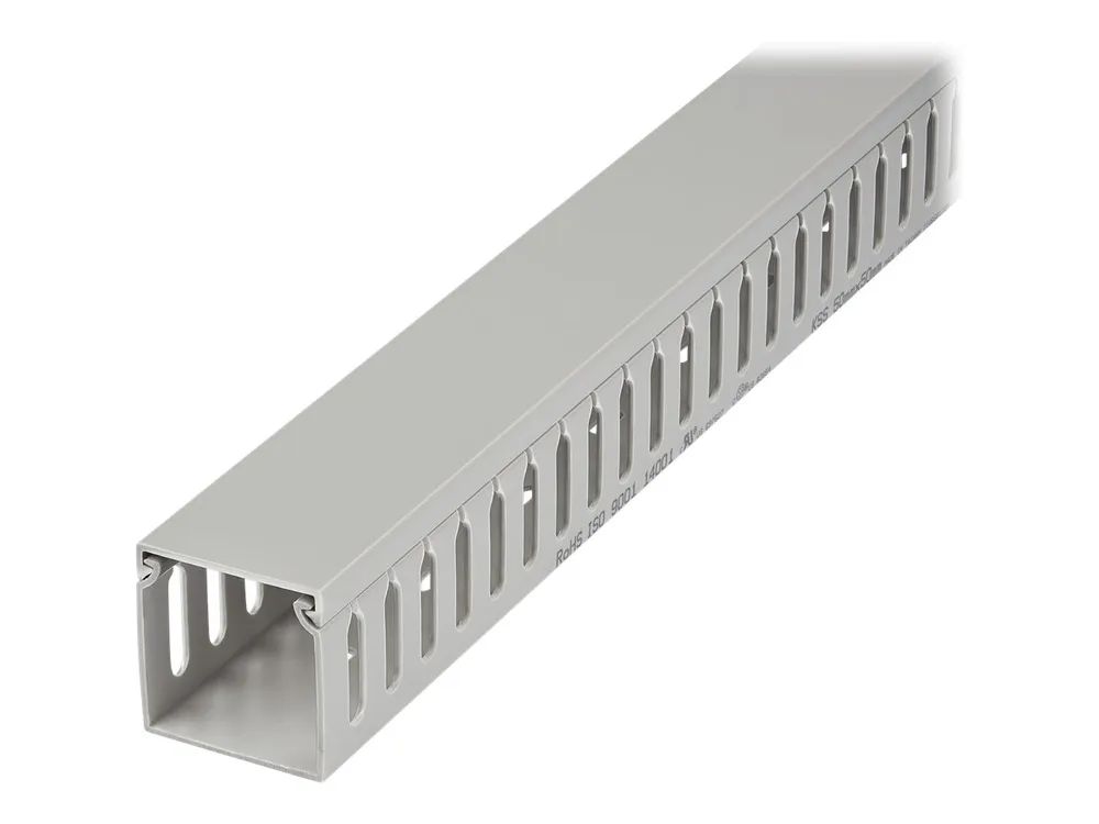 StarTech.com Open Slot Cable Management Raceway with Cover, 2"(50mm)W x 2"(50mm)H, 6.5ft(2m) length, 1/4"(8mm) Slots, PVC Network Cable Hider/Wall Wire Duct, Max 80 Cables, UL Listed