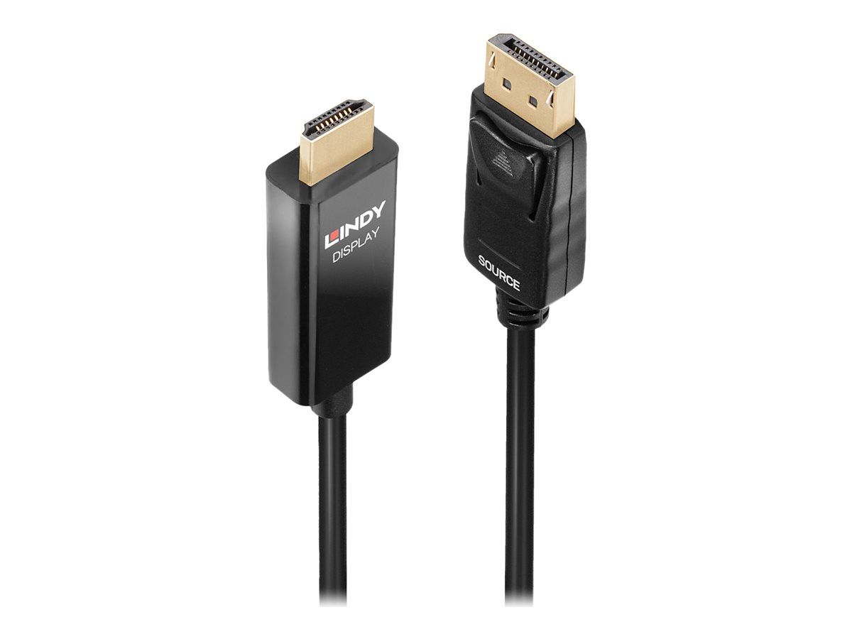 Lindy Adapterkabel - DisplayPort männlich eingerastet zu HDMI männlich - 5 m - abgeschirmt - Schwarz - unterstützt 4K 60 Hz (4096 x 2160)