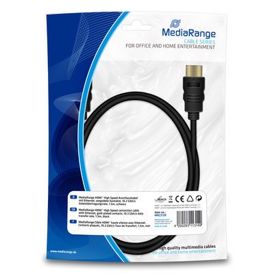 MediaRange HDMI High Speed Anschlusskabel mit Ethernet 1,5m black