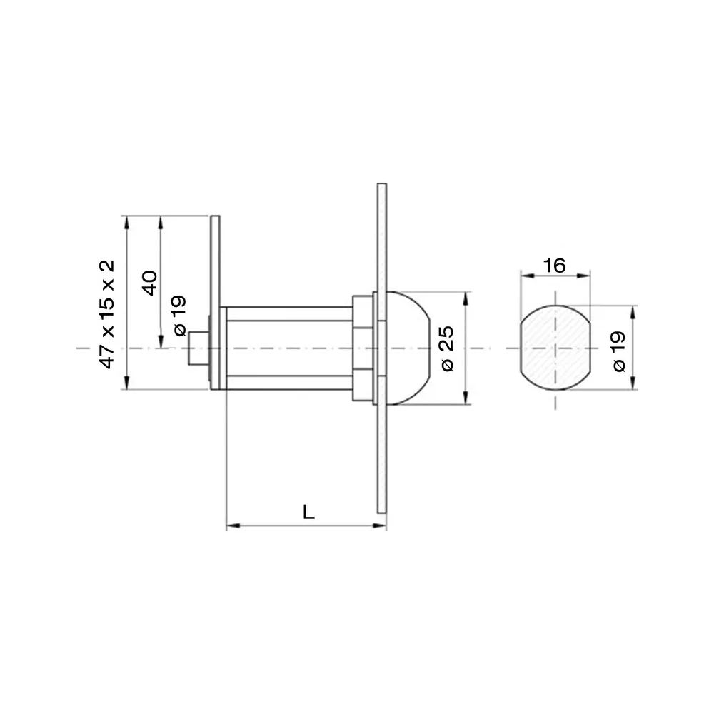 IBFM Blechmontagezylinder 19 mm gleichsperrend, Messing verchromt