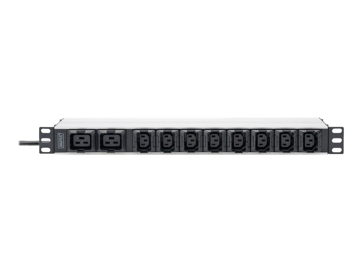 DIGITUS Steckdosenleiste mit Aluminiumprofil, 10-fach, 2 m Zuleitung, IEC C20 Stecker