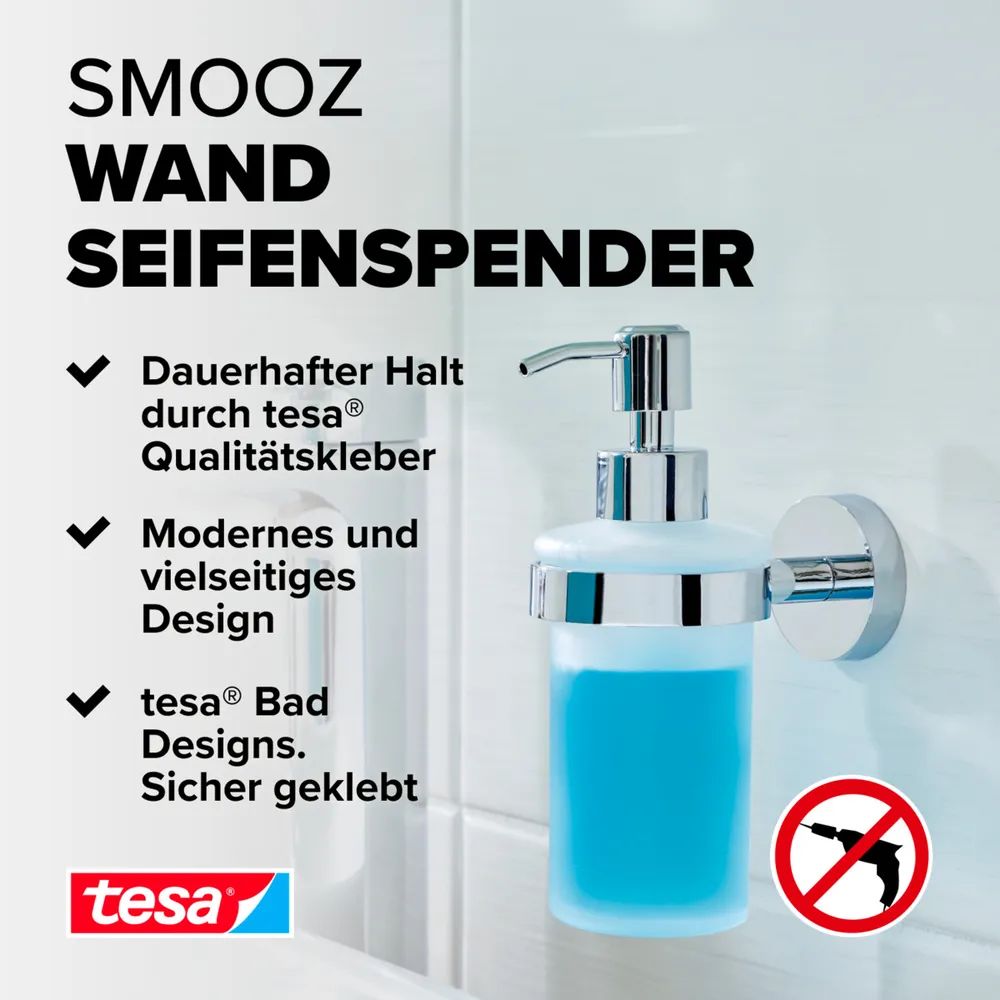 tesa® SMOOZ Seifenspender – satiniertes Glas