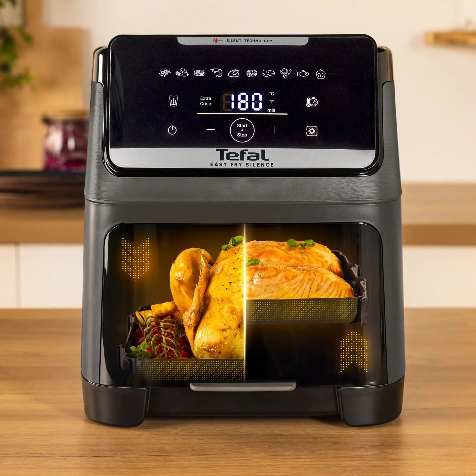 Tefal EY846H Heißluftfritteuse Easy Fry Silence Coal Vision (7L)