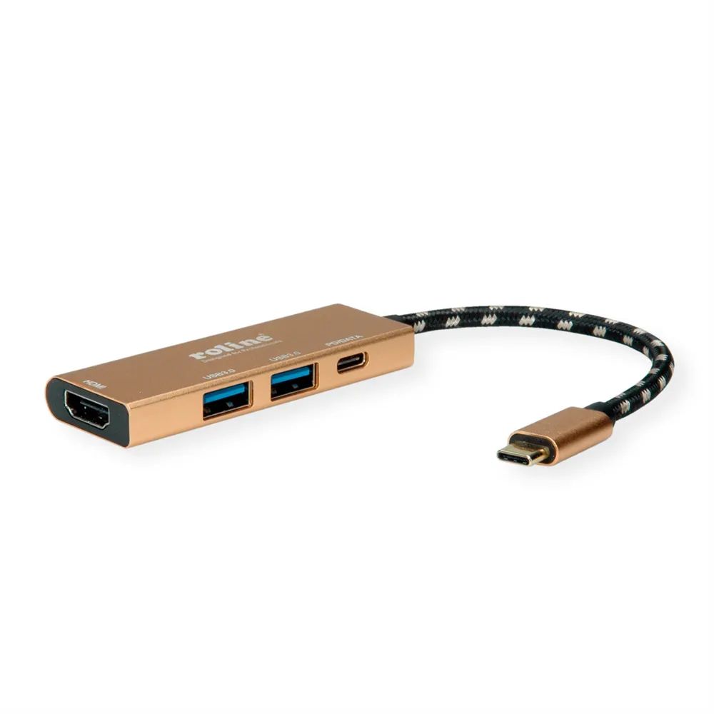ROLINE GOLD USB Typ C Dockingstation, HDMI 4K, 2x USB 3.2 Gen 1, 1x PD