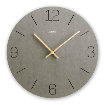 Hama Wanduhr "Kreta", Quarzuhr, analog, MDF, eingravierte Ziffern, Ø 30 cm, Grau