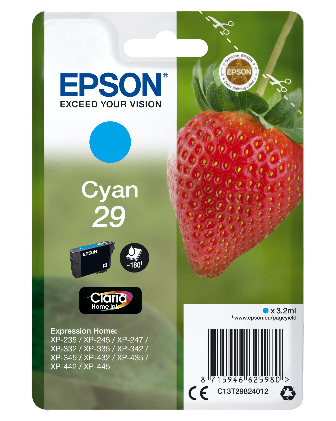 Epson 29 Tinte Erdbeere Single, Standard, cyan