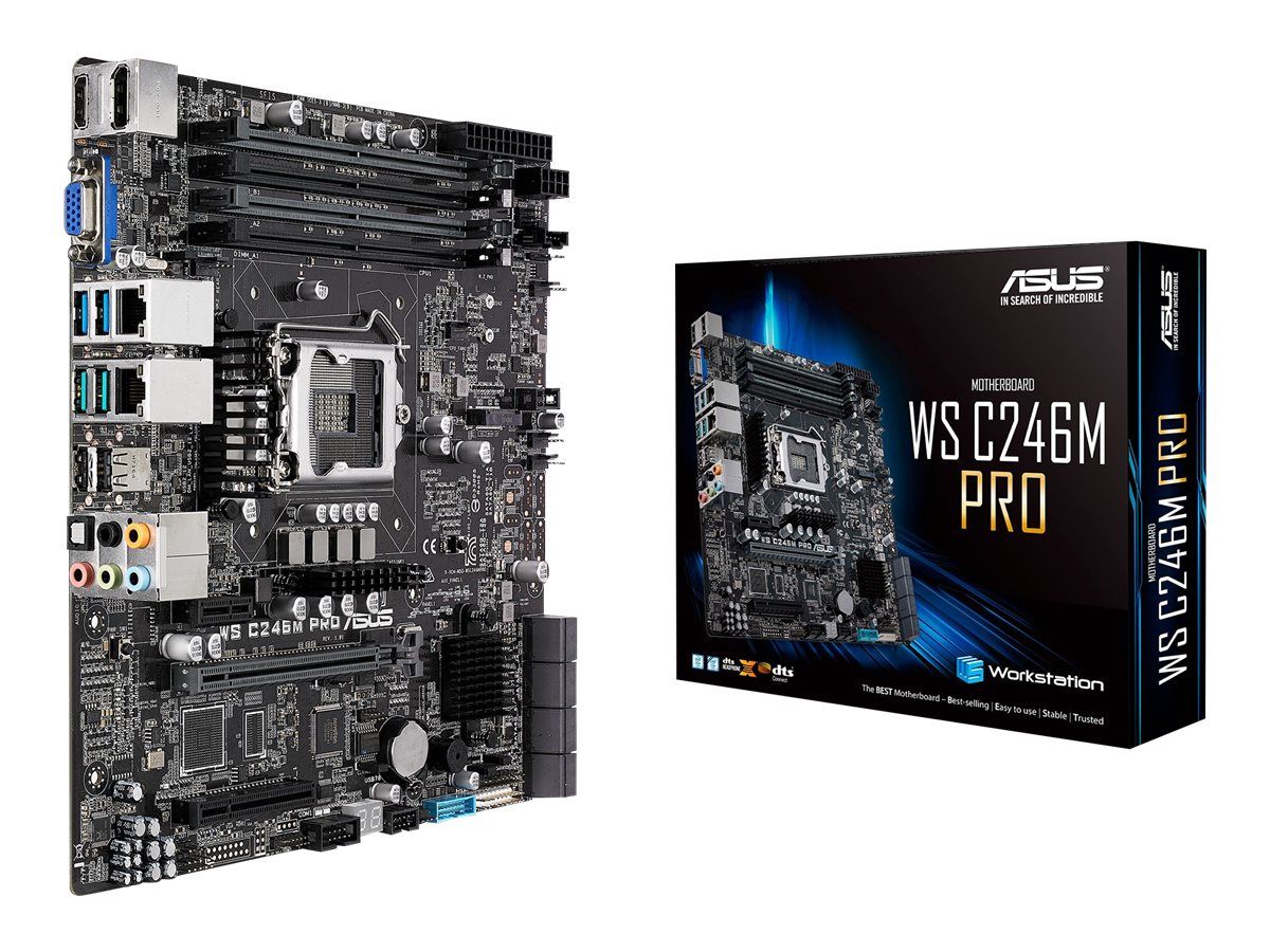 ASUS WS C246M PRO - Motherboard - micro ATX - LGA1151 Socket - C246 Chipsatz - USB 3.1 Gen 1, USB 3.1 Gen 2 - 2 x Gigabit LAN - Onboard-Grafik (CPU erforderlich)