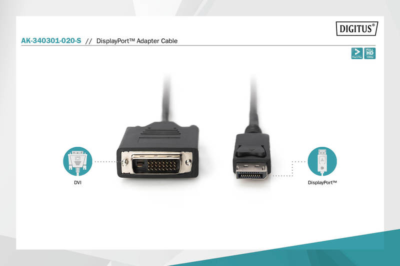 DIGITUS DisplayPort/DVI-Adapterkabel 2m