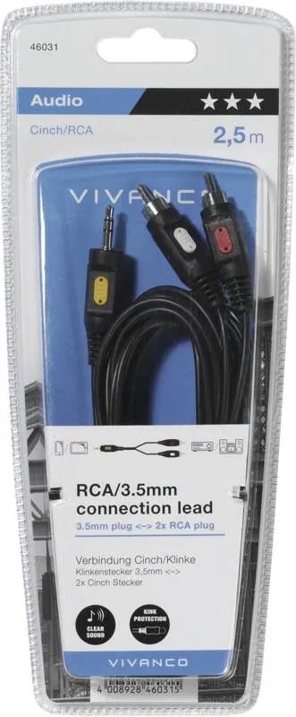 Vivanco Audiokabel Cinch-Klinke, 2.5m