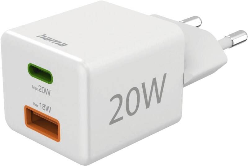 Hama 201991 Mini-Lader, 1 USB-C+A, 20W