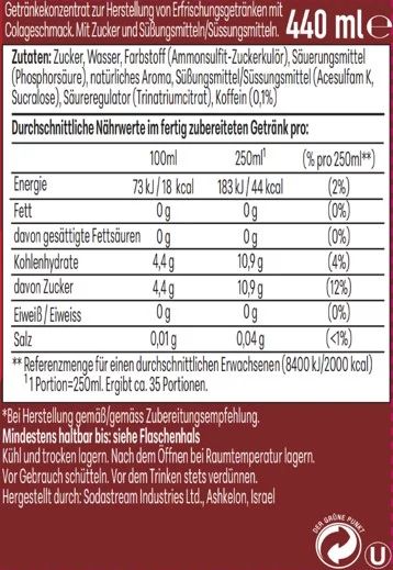 SodaStream drink mix Cola 440ml