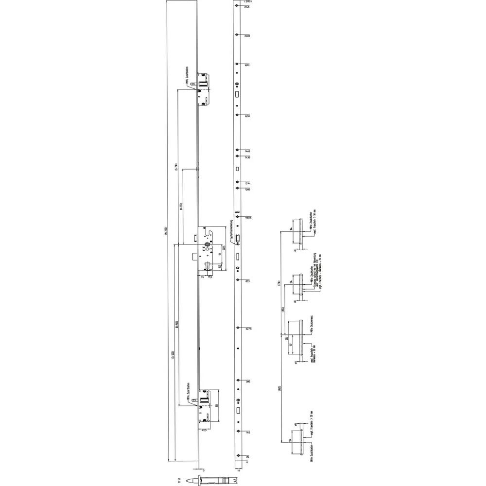 KFV MFV-Schloss BS 2300 DIN, DM 35, Stulp 16 mm eckig, VK 8 mm, Stahl verzinkt