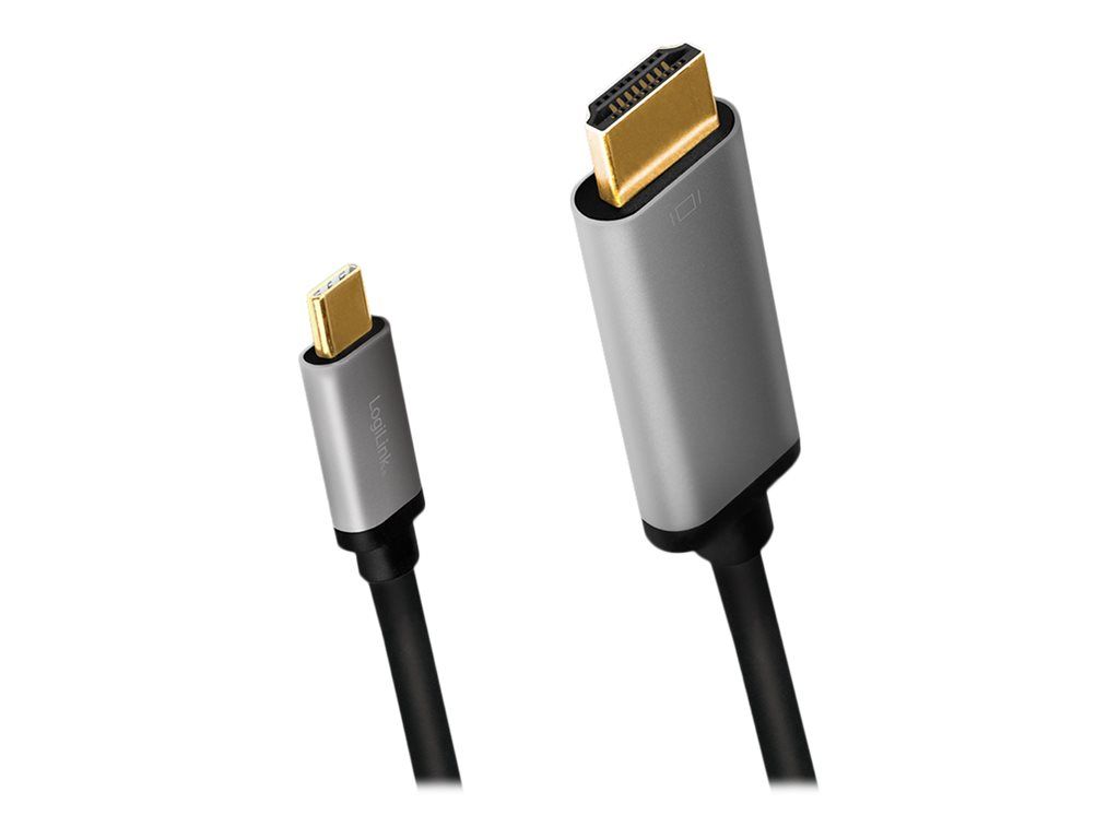 LogiLink Adapterkabel - HDMI männlich zu 24 pin USB-C männlich - 1.8 m - Dreifachisolierung - Schwarz - unterstützt 4K 60 Hz (3840 x 2160)