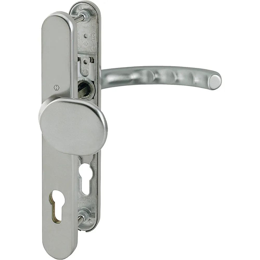 Hoppe Wechselgarnitur LUXEMBOURG - m Knopf u. Langschild PZ88, Edelstahl-Effekt