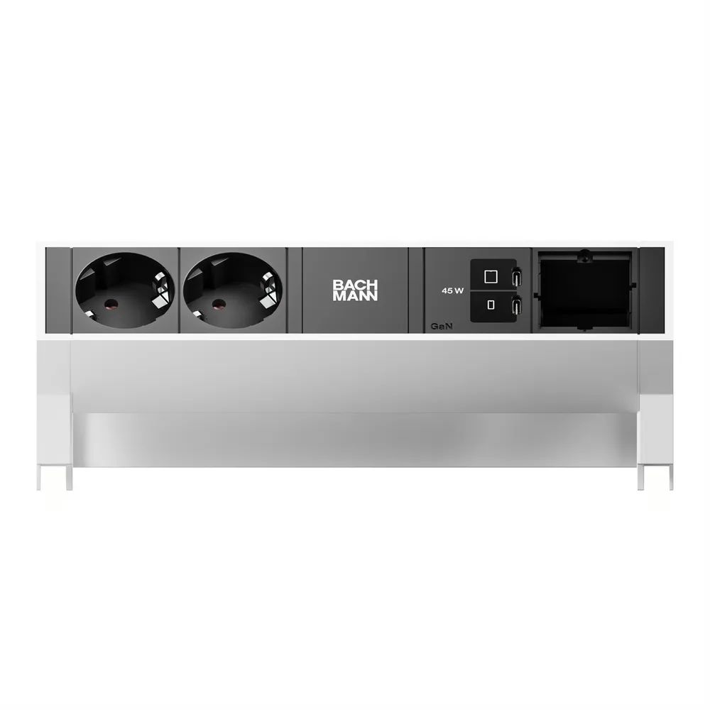 BACHMANN DESK2 2xCEE7/3 1xUSB C/C 45W, 1xCM L=0,2m INOX