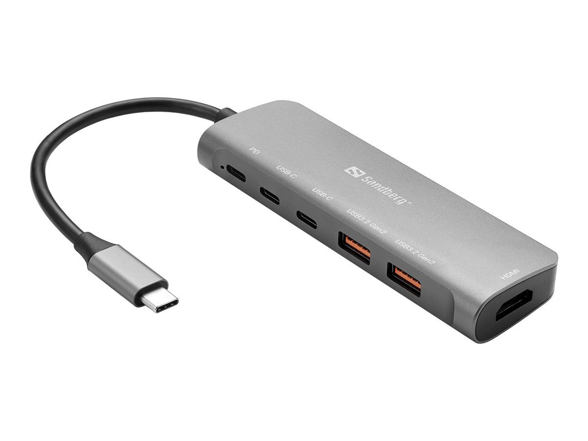 SANDBERG USB-C Dock HDMI+ 2xUSB-A+ 2xUSB-C+ PD100W