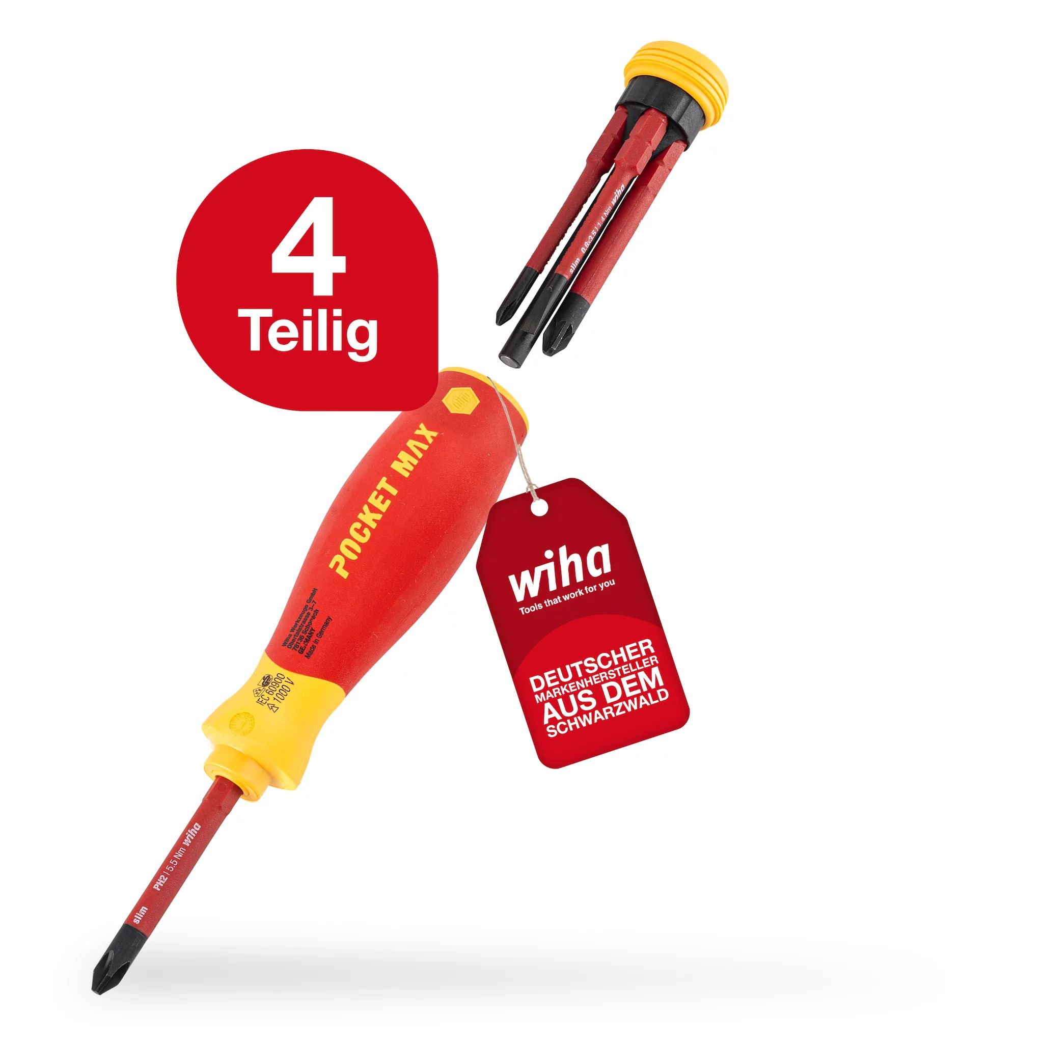 Wiha Schraubendreher mit Bitmagazin PocketMax® electric gemischt mit 4 slimBits