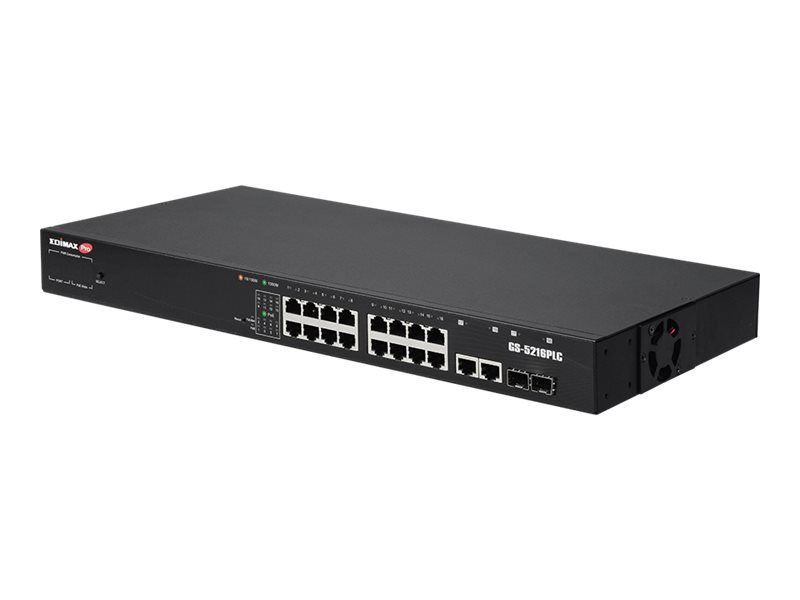 Edimax GS-5216PLC - Switch - Smart - 16 x 10/100/1000 + 2 x Combo Gigabit SFP/RJ-45 (Uplink)