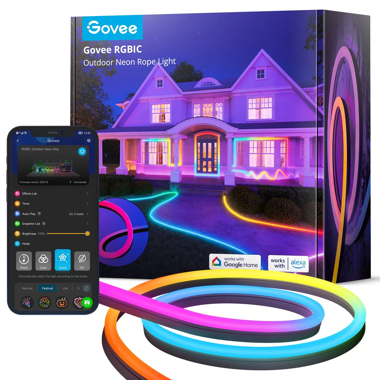 Govee RGBIC Outdoor Neon Strip Lights - 10M