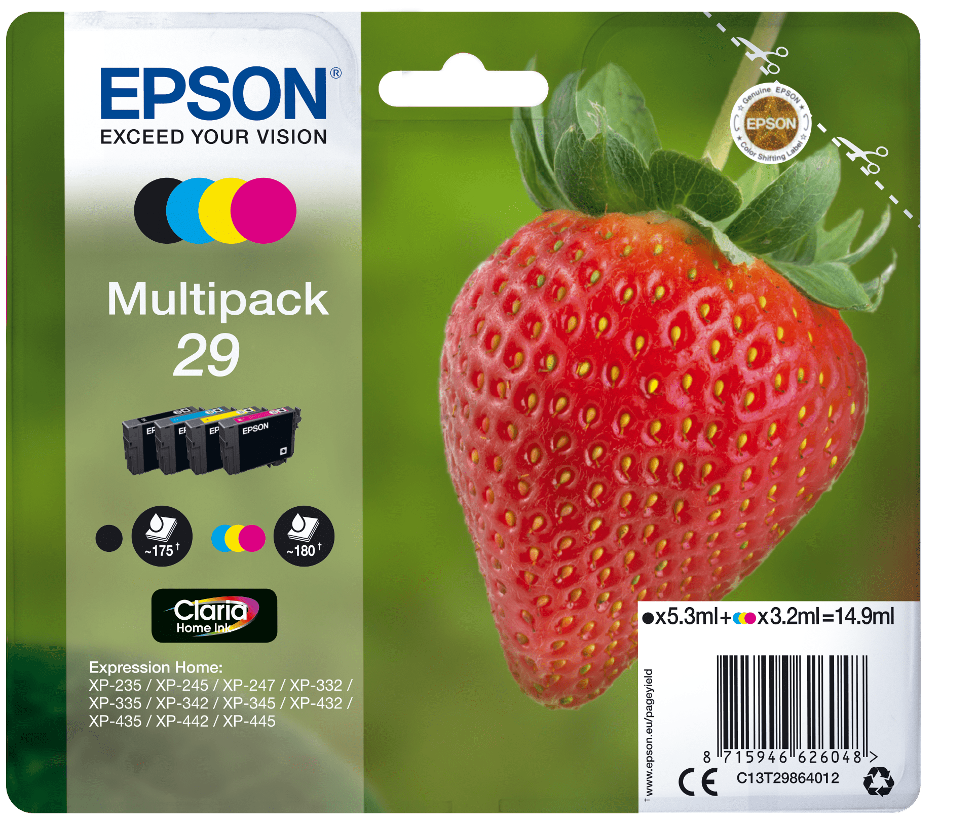 Epson 29 Tinte Erdbeere Multi, Standard, 4 Farben