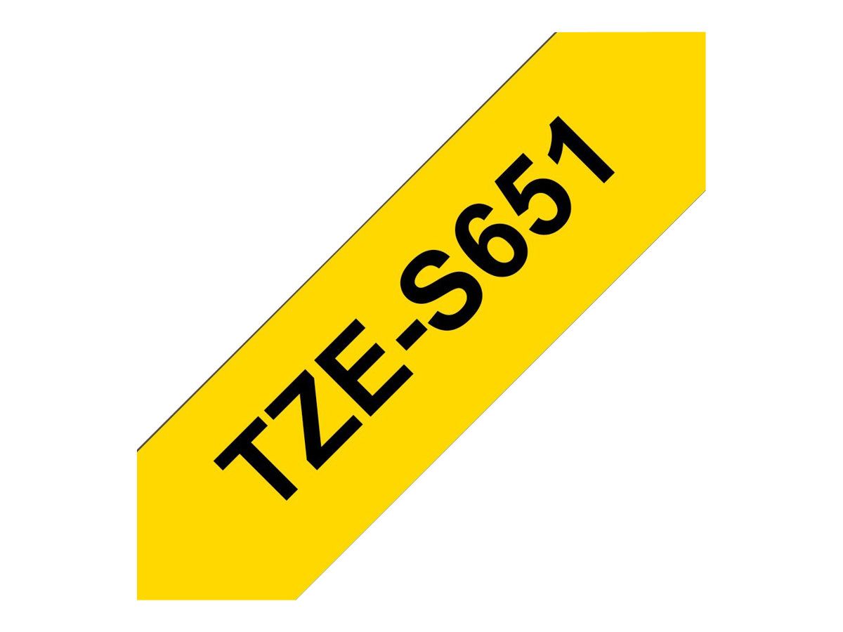 Brother TZe-S651 - Extra starker Klebstoff - Schwarz auf Gelb - Rolle (2,4 cm x 8 m)