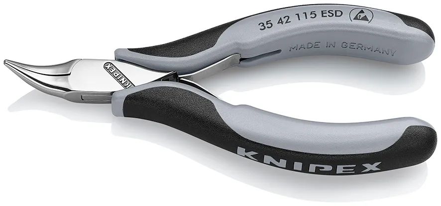 KNIPEX 35 42 115 ESD Elektronik-Greifzange ESD mit durchgestecktem Gelenk mit Mehrkomponenten-Hüllen spiegelpoliert 115 mm