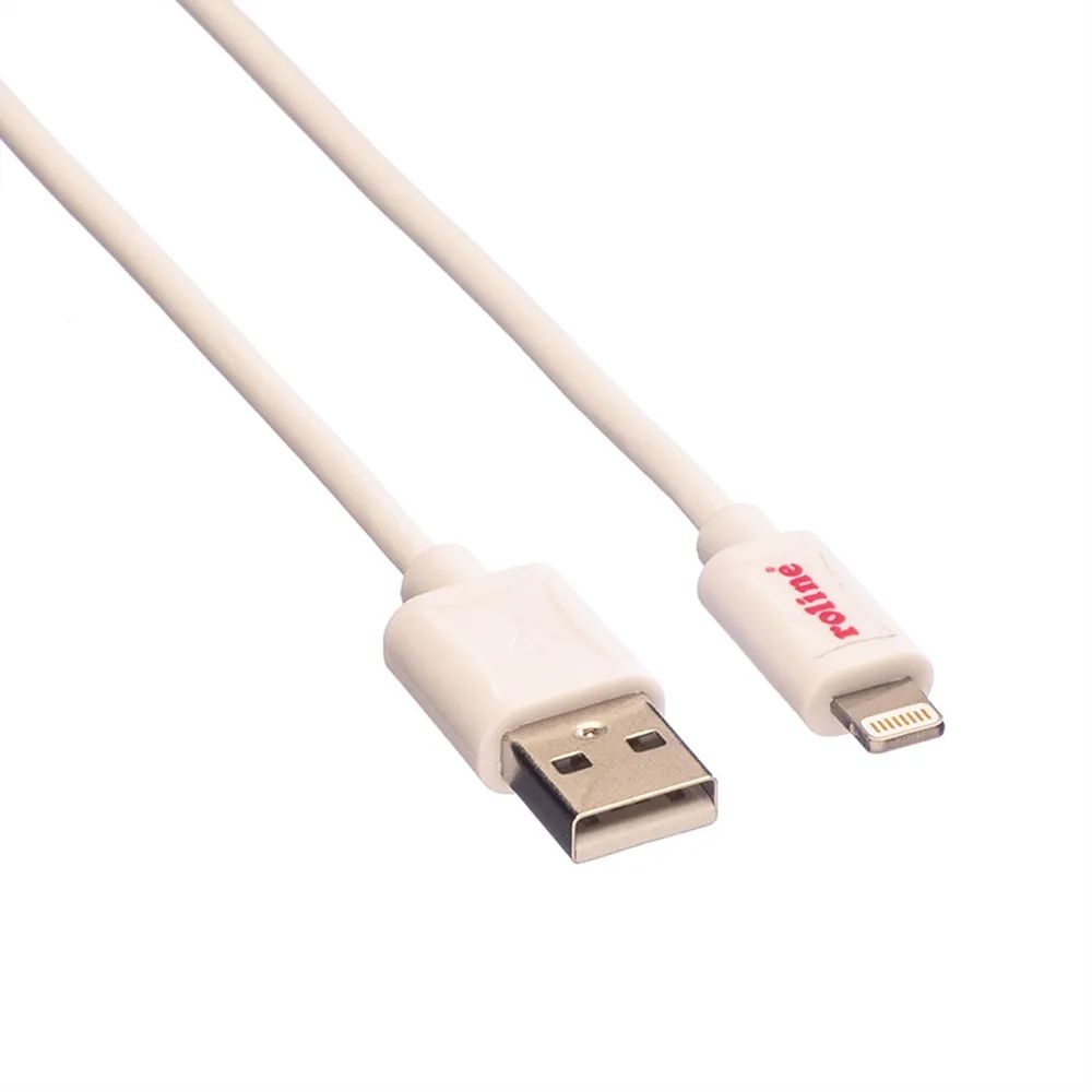 ROLINE USB 2.0 Sync- & Ladekabel mit 8pin-Konnektor, weiß, 0,15 m