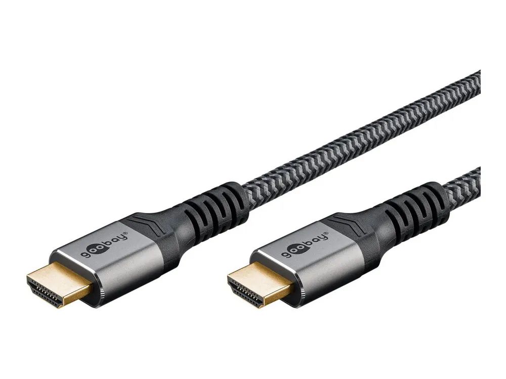 Goobay Highspeed - HDMI-Kabel mit Ethernet - HDMI männlich zu HDMI männlich - 1 m - Dreifachisolierung - Schwarz, Silber - unterstützt 4K 60 Hz (3840 x 2160)