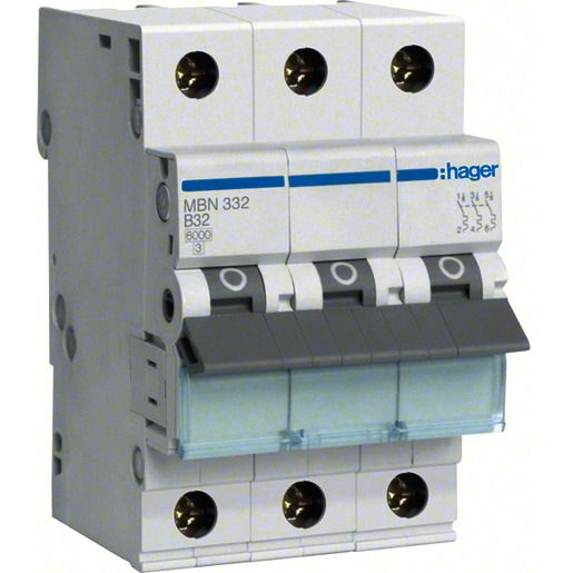 Hager LS-SCHALTER 3P 32A-B 6KA 3PLE / HAGER MBN332