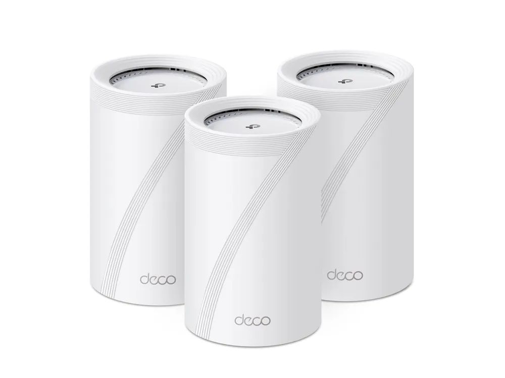 TP-LINK Deco BE68 V1 - WLAN-System - (Router) - bis zu 8.100 Quadratfuß - Netz 2.5GbE, 10GbE, Wi-Fi 7 Multi-Band (Packung mit 3)
