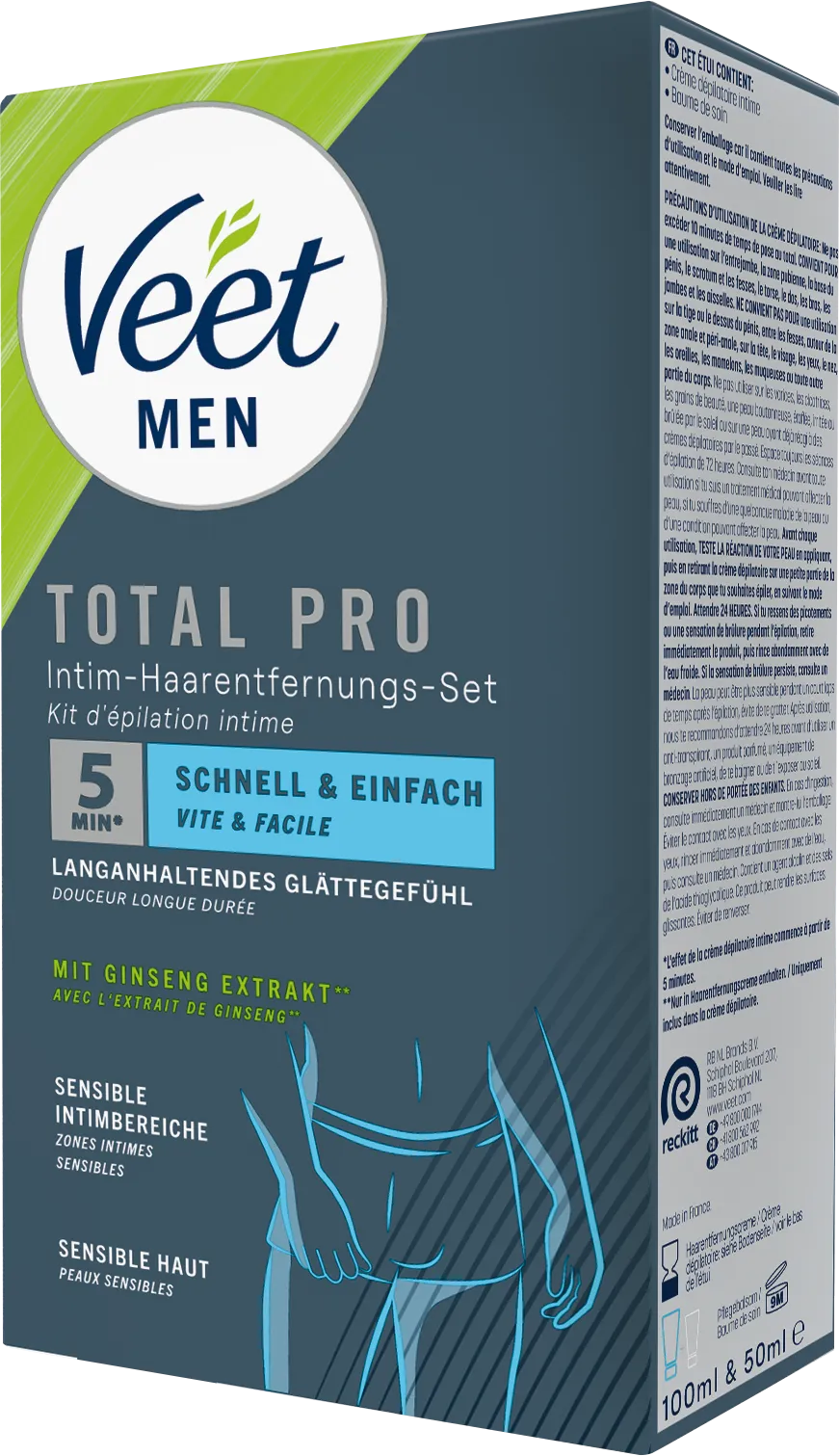 Veet Men Intim-Haarentfernungs-Set (Cream 100ml / Balm 50ml) 