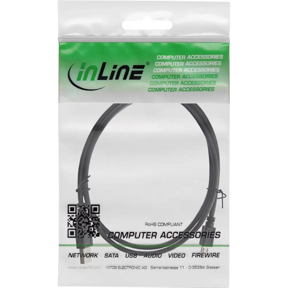InLine Micro-USB 2.0 Kabel - USB-A Stecker an Micro-B Stecker - schwarz - 1,8m