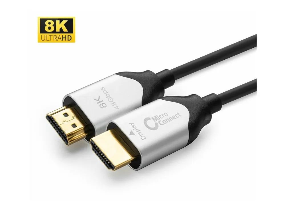 MicroConnect Premium - Ultra High Speed - HDMI-Kabel mit Ethernet - HDMI männlich gerade zu HDMI männlich gerade - 50 m - Hybrid Kupfer/Kohlefaser - Schwarz - Dolby TrueHD-Unterstützung, unterstützt 8K 60 Hz (7680 x 4320)