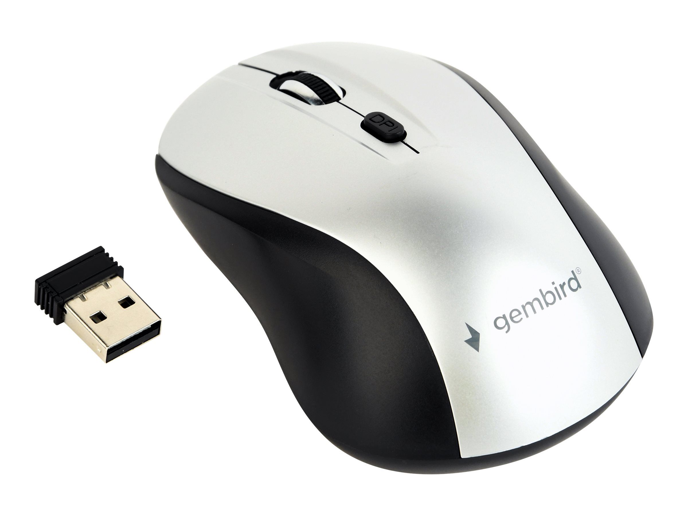 Gembird MUSW-4B-02-BS - Maus - optisch - 4 Tasten - kabellos - 2.4 GHz - kabelloser Empfänger (USB)