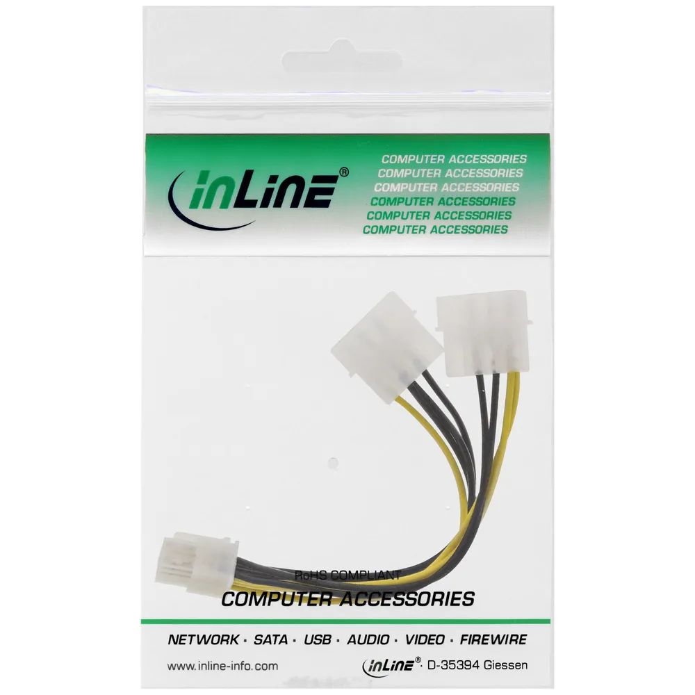 InLine Stromadapter intern - 2x 4pol zu 8pol für PCIe (PCI-Express) Grafikkarten