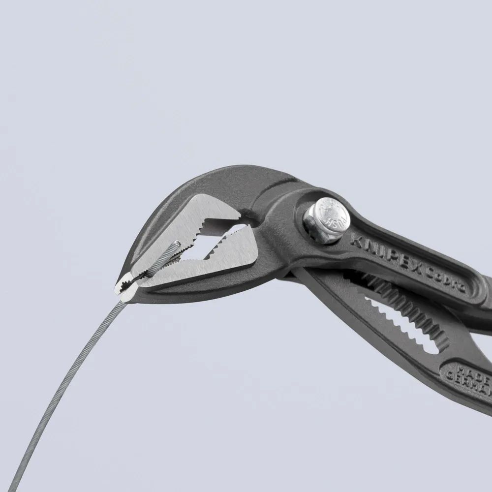 KNIPEX 87 51 180 Cobra® ES Wasserpumpenzange extra-schlank mit rutschhemmendem Kunststoff überzogen grau atramentiert 180 mm