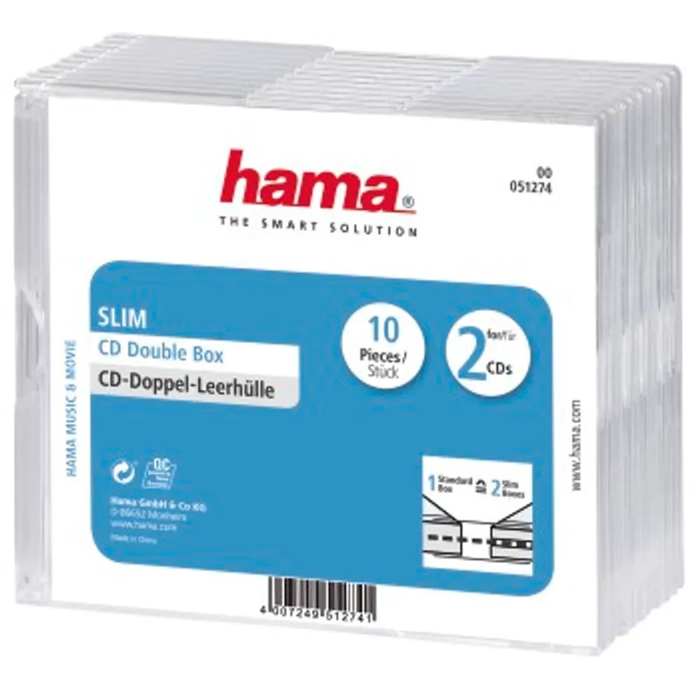 Hama CD-Leerhülle Slim Double, 10er-Pack, Transparent