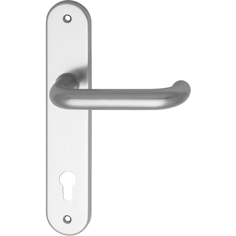 Grundmann Drückergarnitur WG 1700L - auf Schild PZ 88, 38 - 43, silber eloxiert