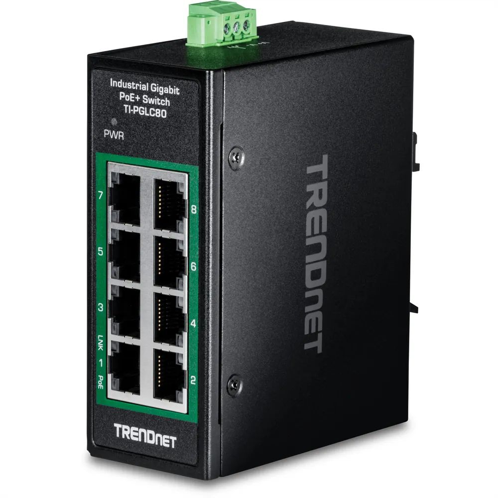 TRENDnet TI-PGLC80 - Version V1.xR - Switch - industrial, mini - 8 x 10/100/1000 (PoE+)