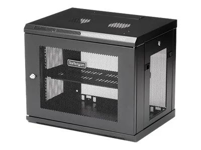 StarTech.com 9HE 19 Zoll Wand Netzwerkschrank - 2 Pfosten mit Einstellbare Tiefe(15-38cm) - abschließbares Serverschrank - Belüftetes IT/AV/Studio Geräte Rack mit Fachboden und Klettband (RK9WALM)