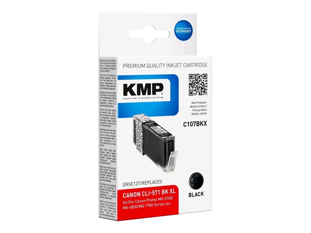 KMP C107BKX - 11 ml - Hohe Ergiebigkeit - Schwarz - kompatibel - Tintenpatrone (Alternative zu: Canon 0331C001, Canon CLI-571BKXL)