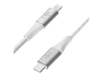 Belkin BoostCharge - Lightning-Kabel - 24 pin USB-C männlich zu Lightning männlich - 2 m - weiß - USB-Stromversorgung (18 W)