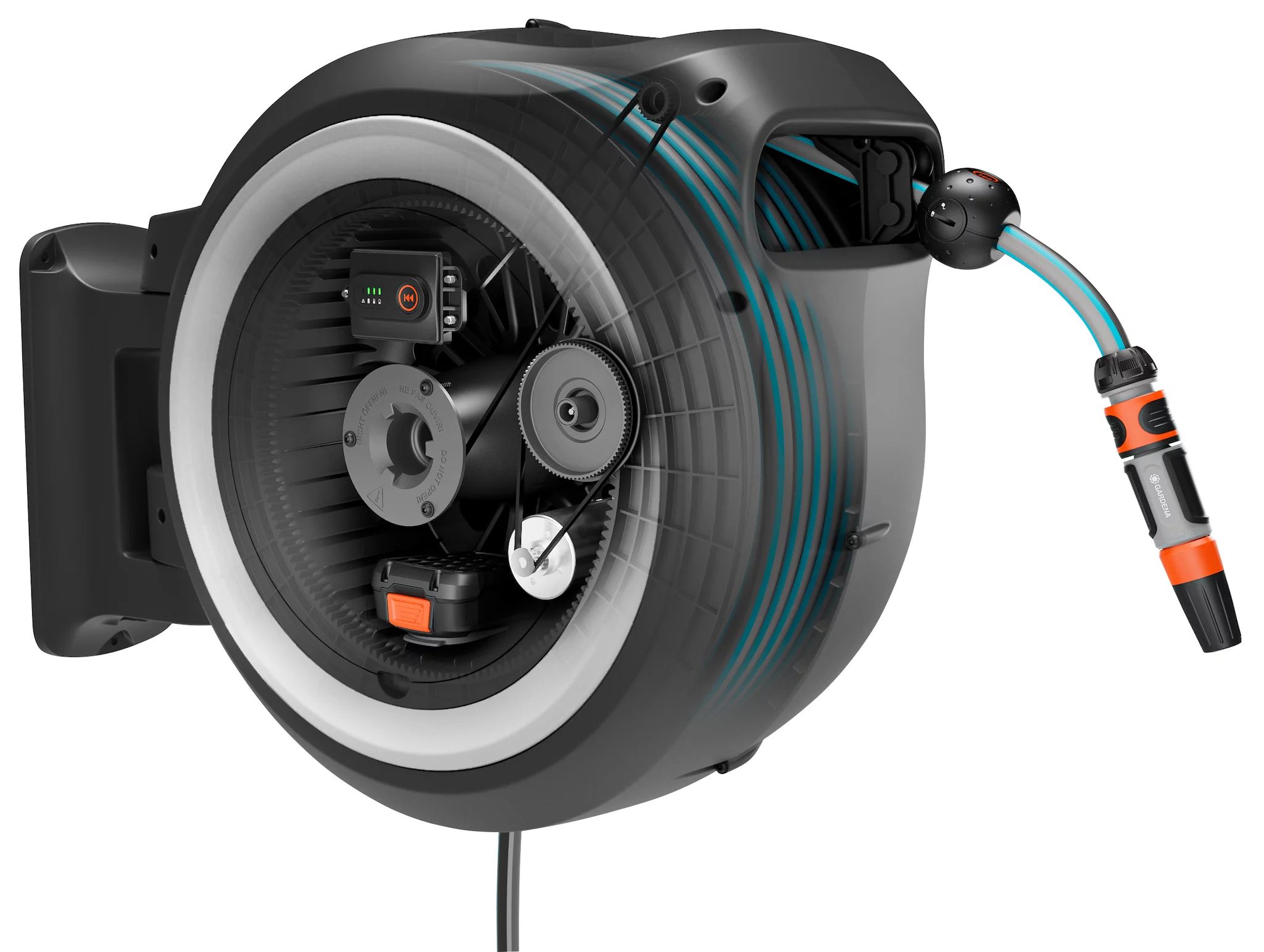 Gardena Akku-Wand-Schlauchbox PowerRoll XL 18V P4A solo (weiß), 35m