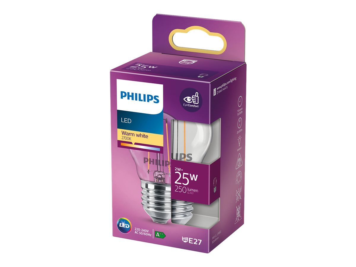 Signify Philips - Glühbirne mit LED-Filament - Form: P45 - klar Finish - E27 - 2 W (Entsprechung 25 W)